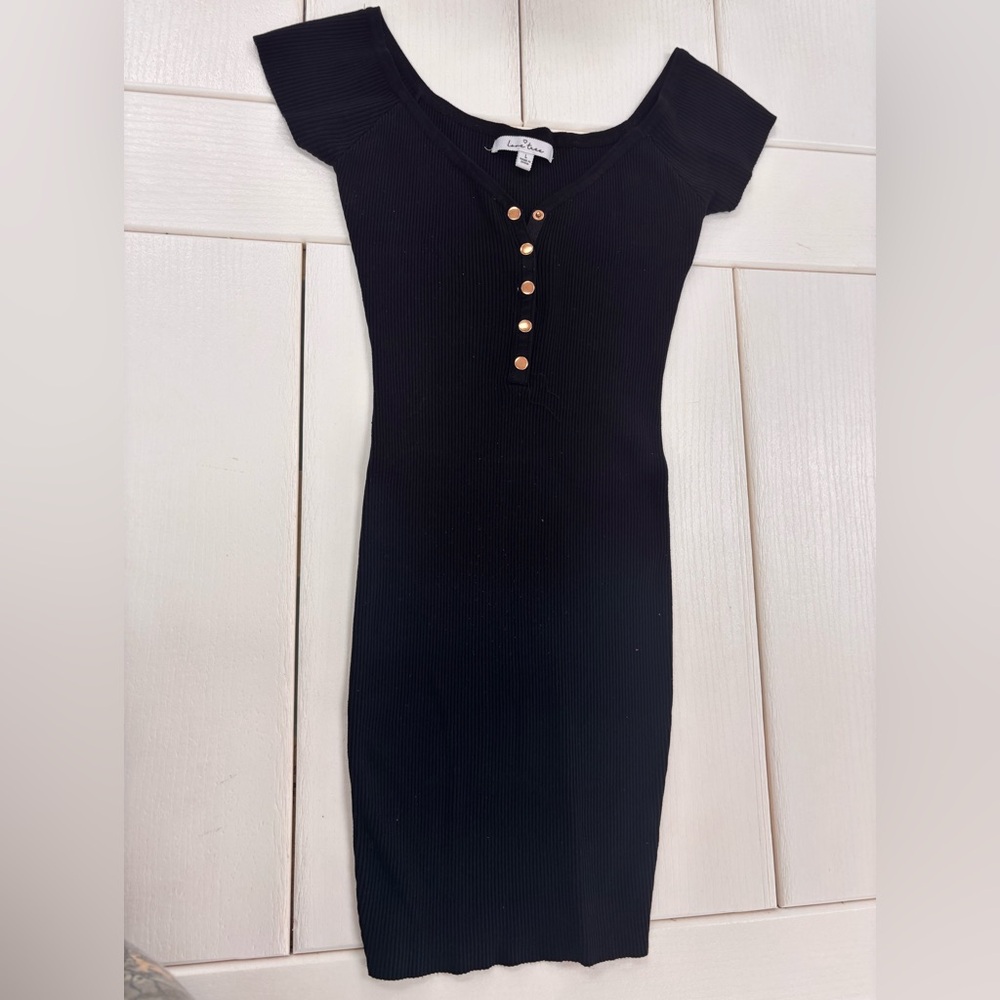 Black Ribbed Bodycon Dress